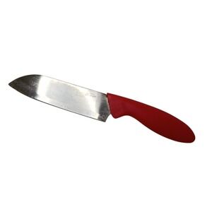 Sunbeam Santoku Knife Red Handle 9" Long 5" Blade Stainless